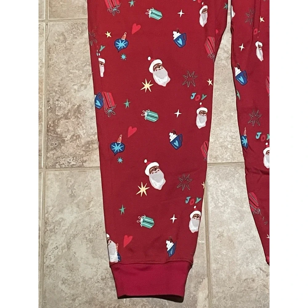 WONDERSHOP Women's Red Santa Print Ribbed Holiday Pajama Set Size 1X NWT